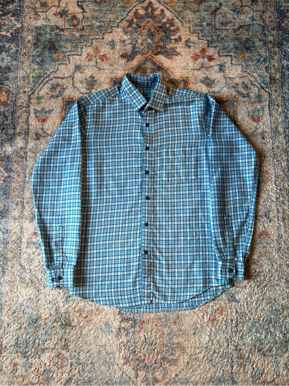 Vintage 80s Blue Plaid Button-up Flannel Shirt Large